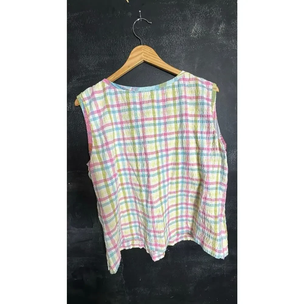Lemon Grass Studio Sleeveless Plaid Top - Picture 3 of 5